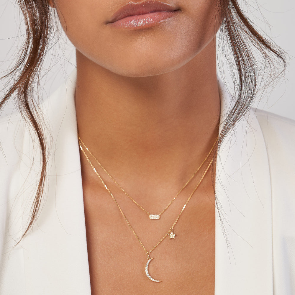 14k Gold Diamond Mini Dog Tag Necklace for Fashion Statement