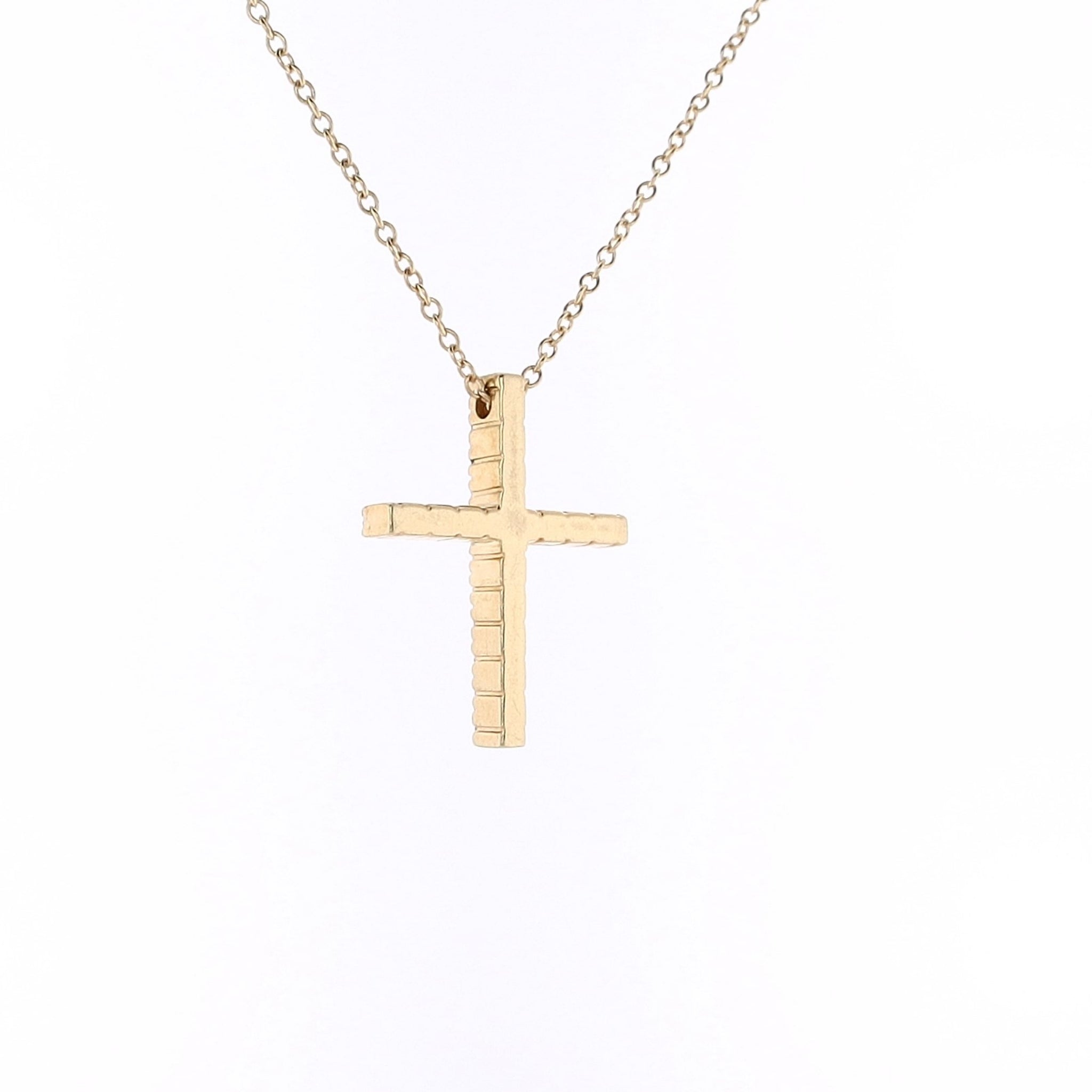 Stunning 18K Yellow Gold Diamond Cross Pendant with 16.5' Cable Chain