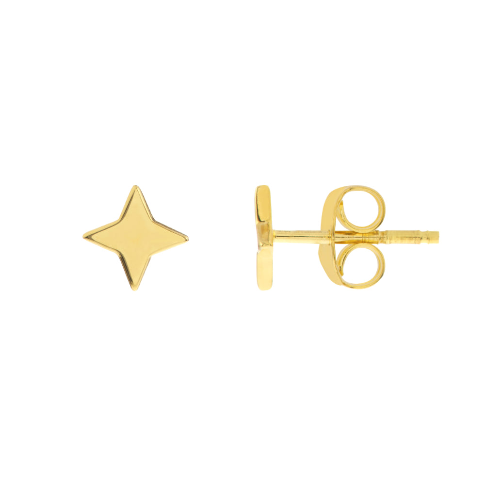 Gorgeous 14k Yellow Gold Polished North Star Stud Earrings