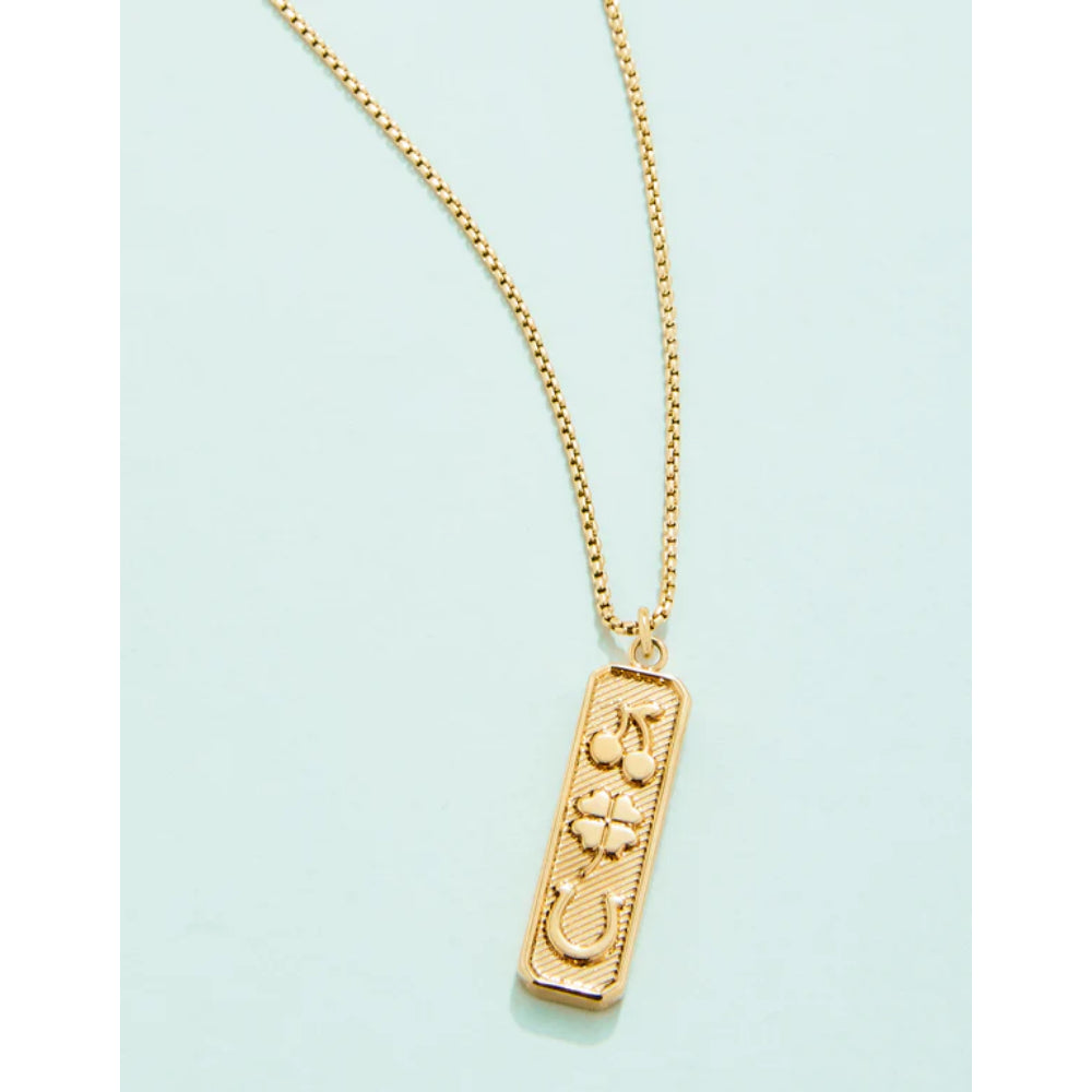 17-Inch 14kt Gold Plated Spartina Love Tennis Lucky Necklace