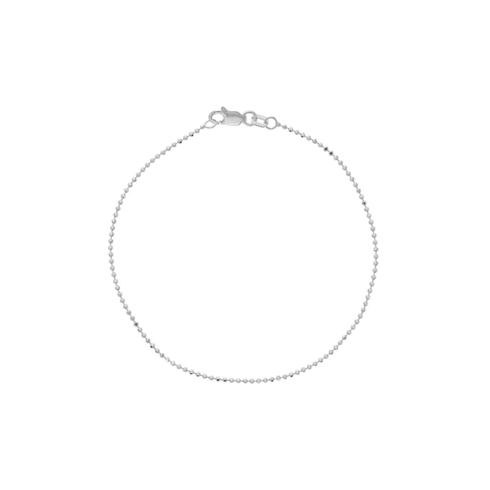 Exquisite 14k White Gold Diamond-Cut Bead Style Bracelet with a Length of 7.25 Inches