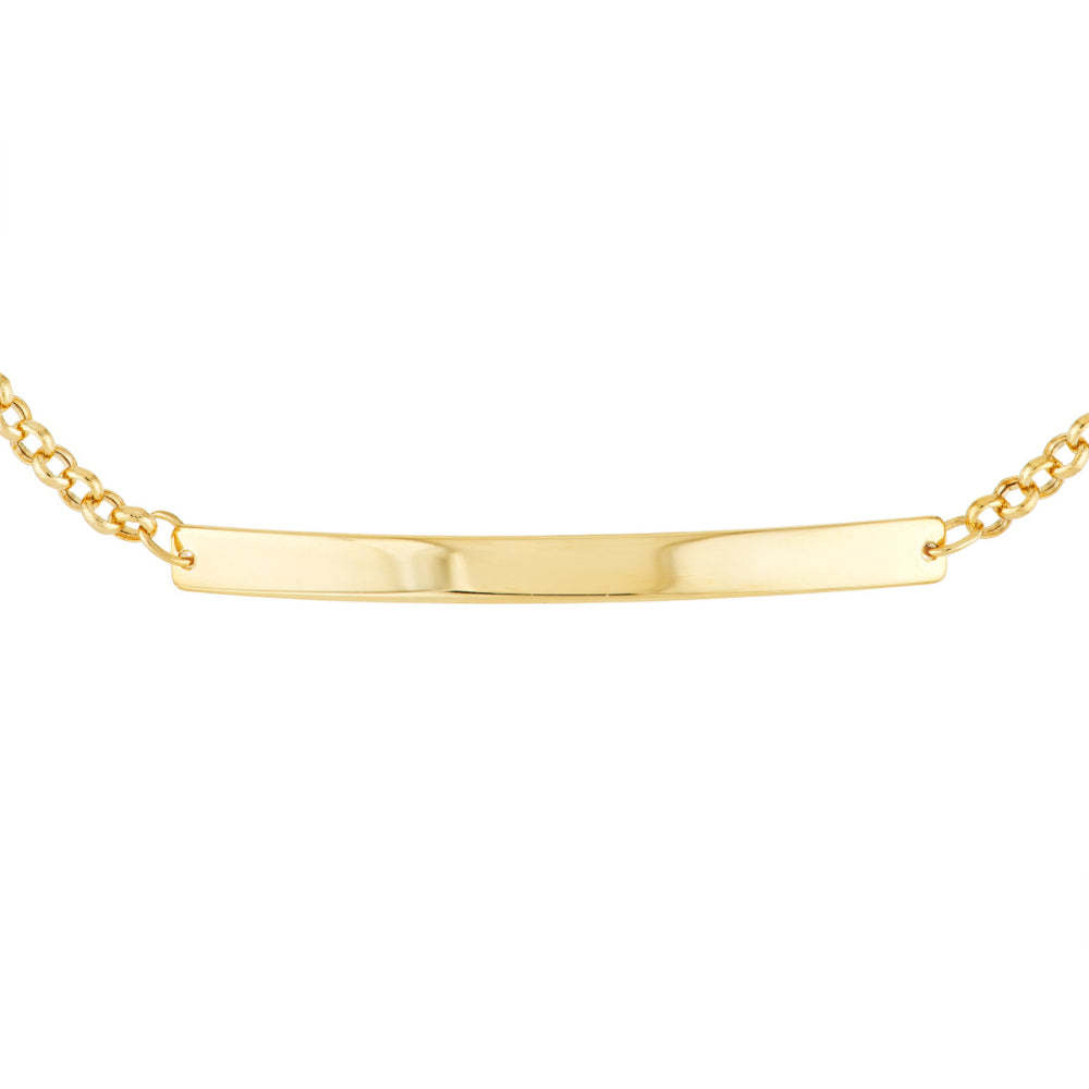 Engravable 14k Gold Identification Rolo Chain Bracelet for a Timeless Look