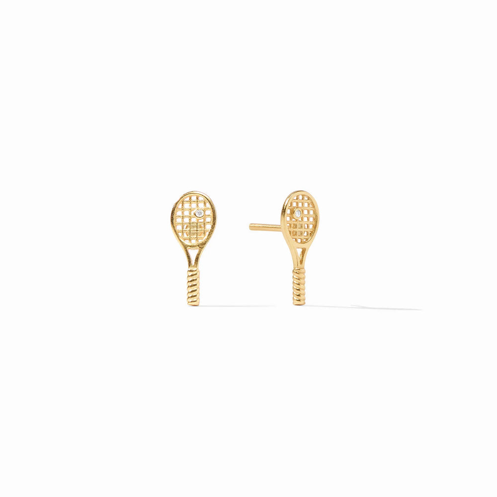 Julie Vos Tennis Racquet Stud Earrings Crafted with Sparkling Gemstones