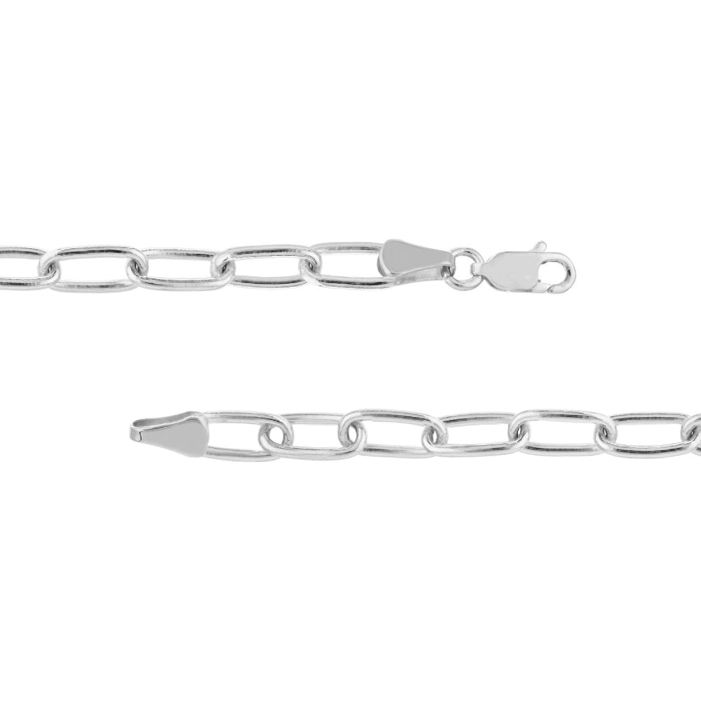 14W 5mm Wide 7.5-inch Paperclip Link Bracelet in 14k White Gold