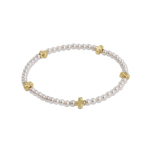 enewton 6.25 Signature Gold Small Pearl Pattern 3mm Bead Cross Bracelet