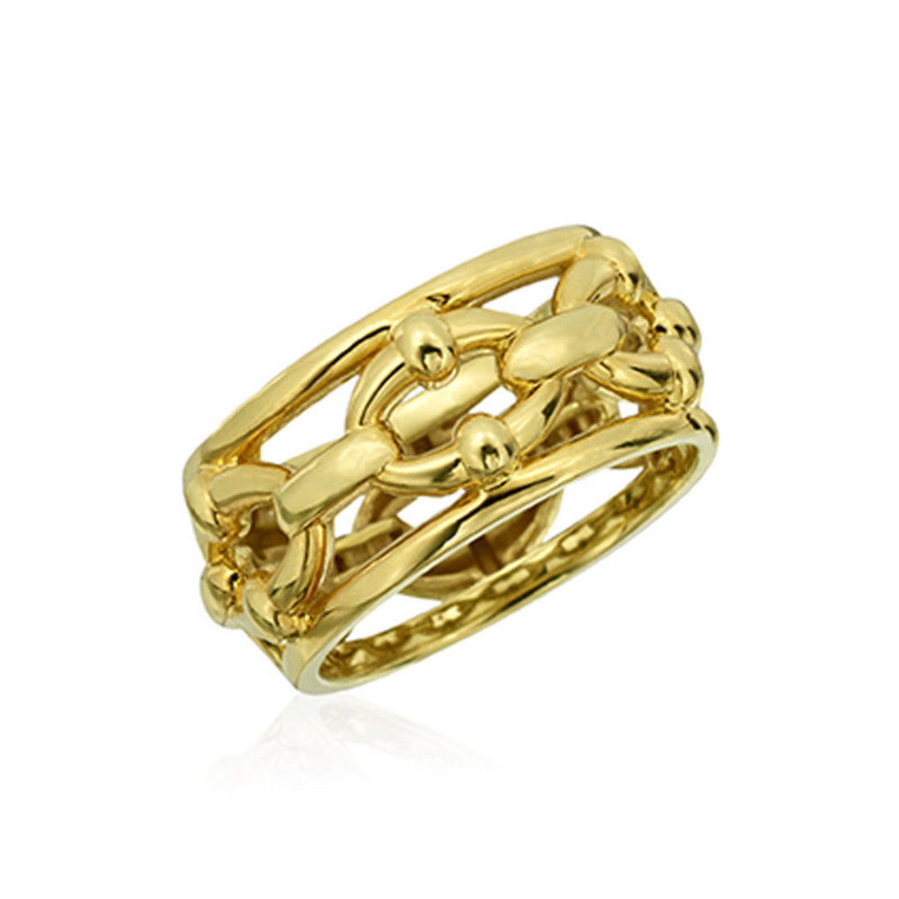 Stylish 14k Yellow Gold Ring with Anchor Link Design