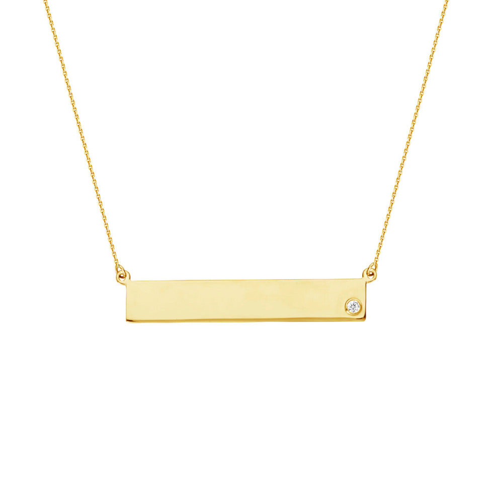 14k Yellow Gold Single Diamond Bar Necklace - A Luxurious Jewelry Piece