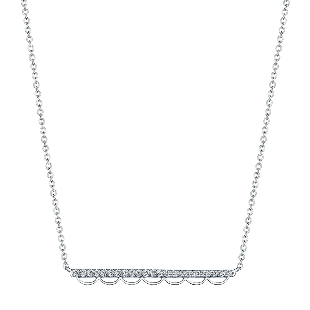 Tacori 14k White Gold Open Crescent Diamond Studded Bar Necklace
