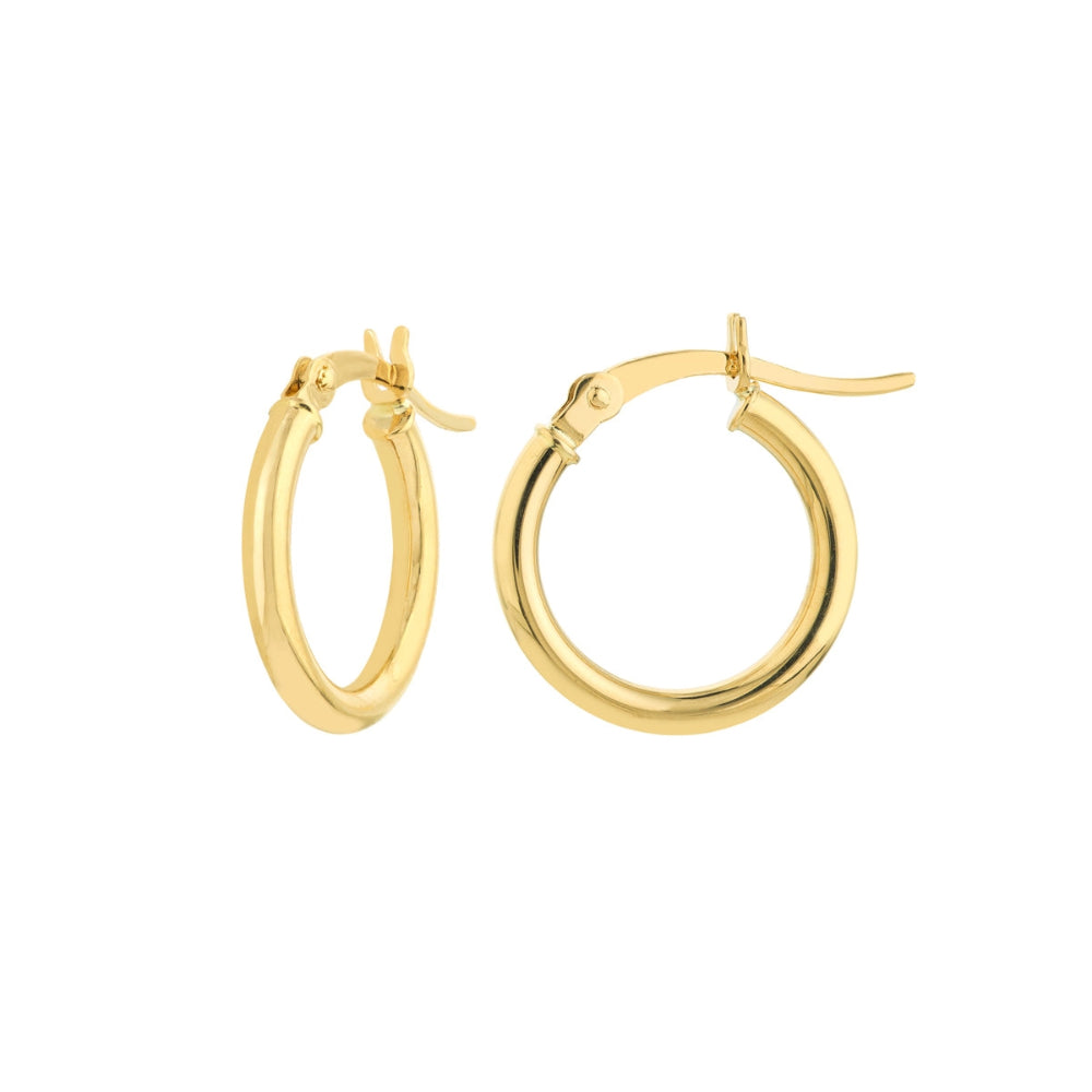 Exquisite 14k Yellow Gold Polished Hinge Clasp Hoop Earrings