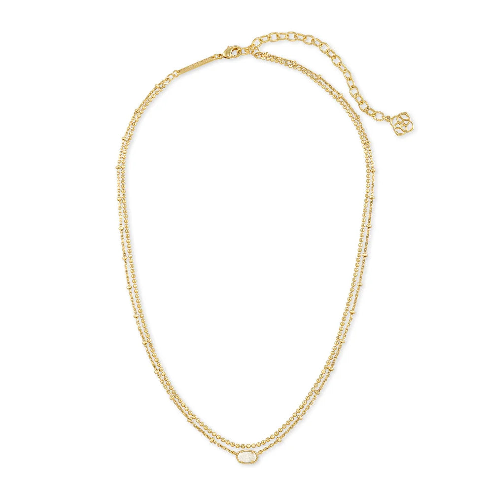 Kendra Scott's Drusy Emilie Multi - Strand 14k Gold or Rhodium Plated Necklace