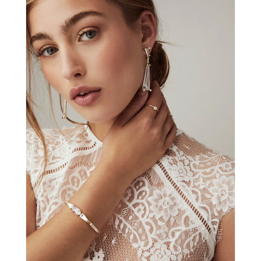Exquisite Kendra Scott Cathleen Pearl-Embellished 14k Yellow Gold Band Ring for Women's Jewelry Collection