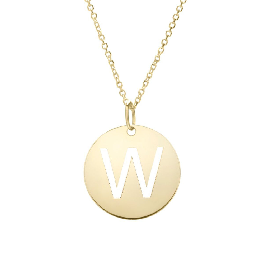 14k Gold Fashion Disc Pendant Initial Series - All Available Letters