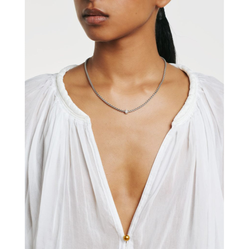 Fope Luxury 18k Gold Eka Necklace Adorned with Pavé-set Diamonds for Elegant Jewelry Lovers