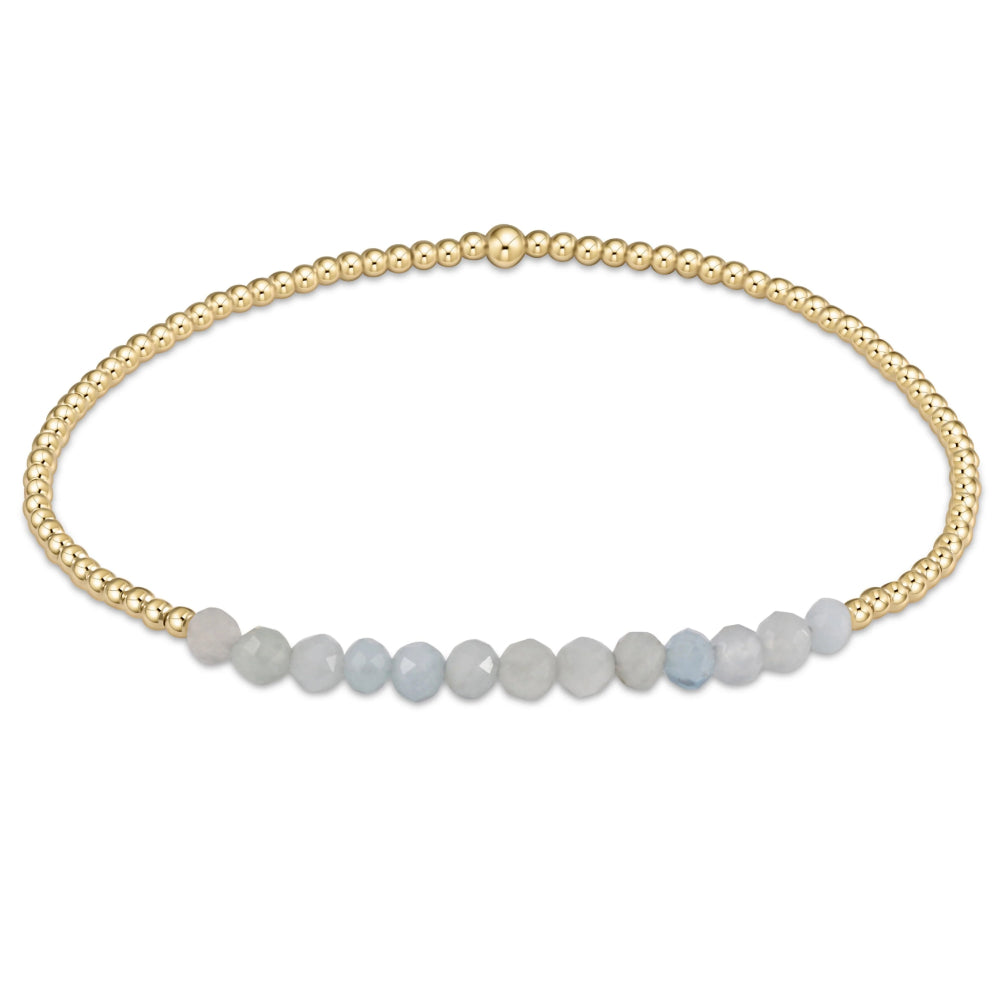Enchanting enewton 6.25-Inch Gold Bliss Aquamarine Gemstone 2mm Bead Bracelet for Stylish Wrist Adornment