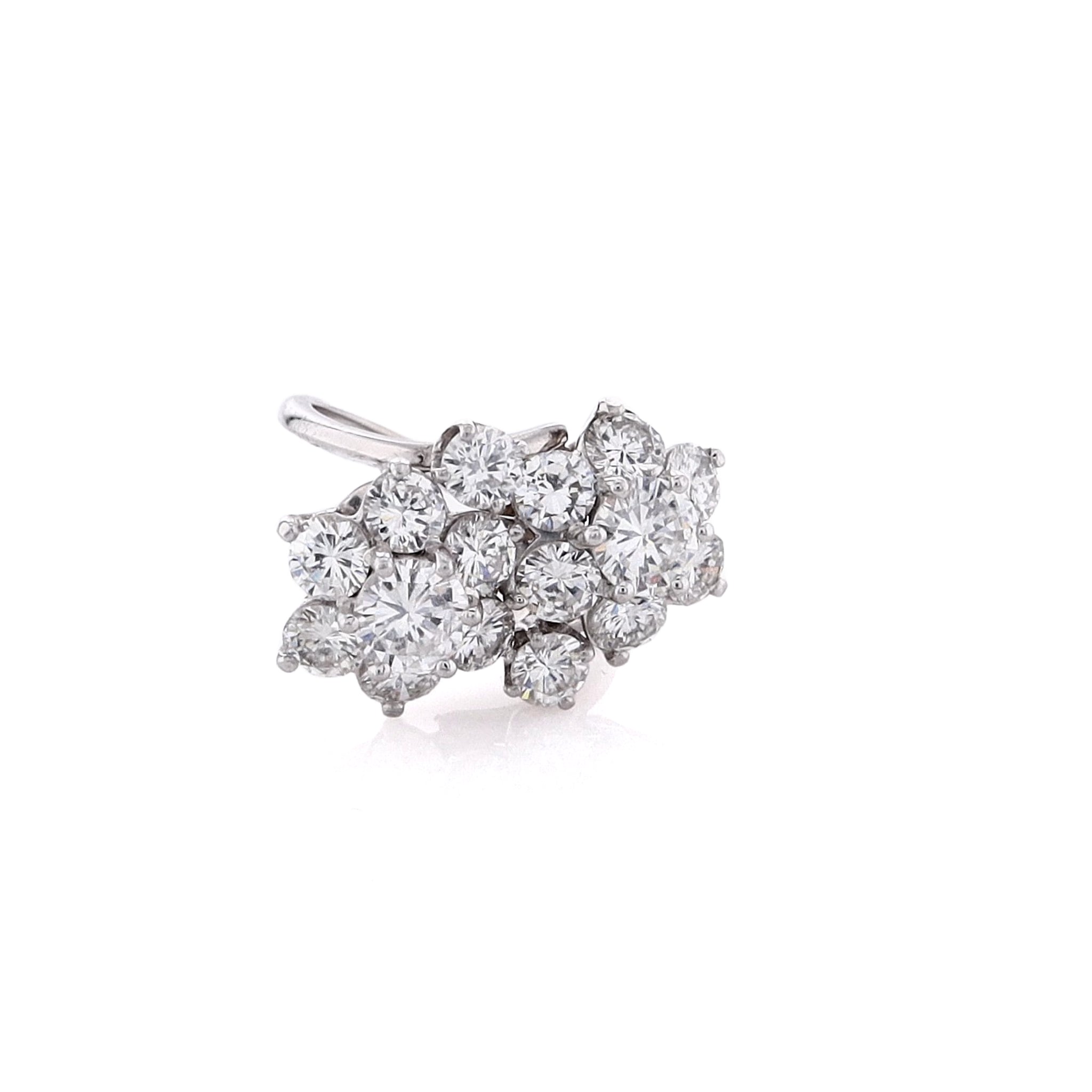 Exquisite 14 Karat White Gold Cluster Style Diamond Ring