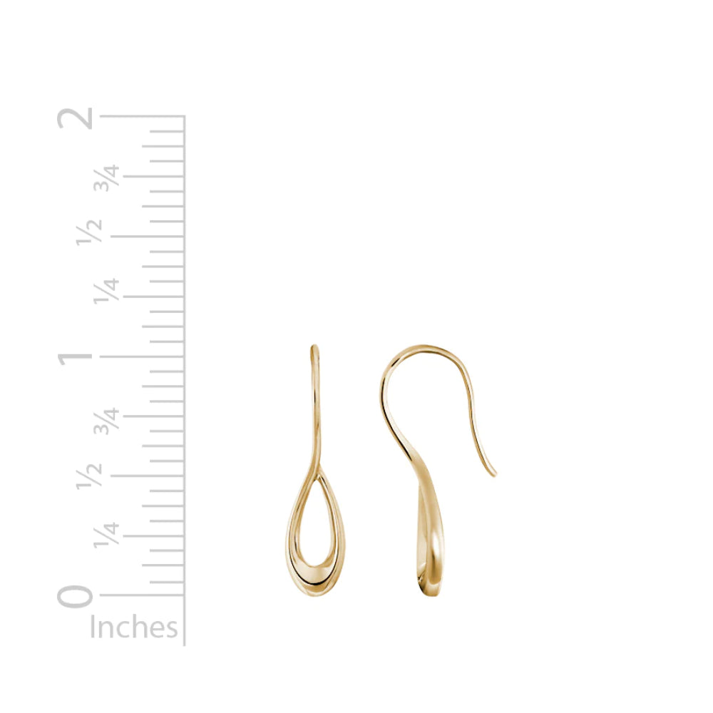 14k Yellow Gold Delicate Small Pear - Cypress Drop Earrings