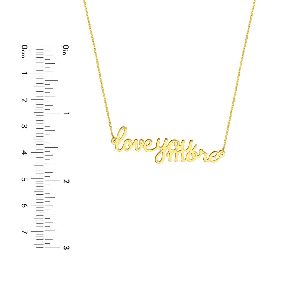 14k Yellow Gold 'I Love You More' Heart - Shaped Pendant Necklace for a Special Gift