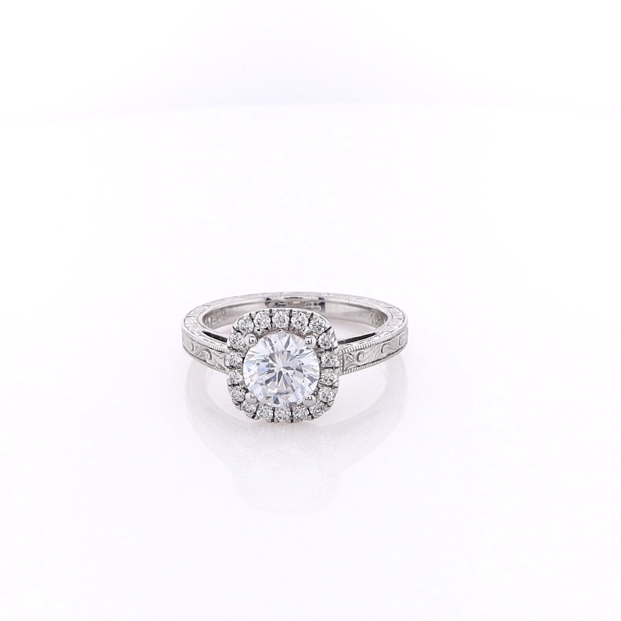 Martin Flyer 18K White Gold Engagement Ring with Cubic Zirconium and Diamonds