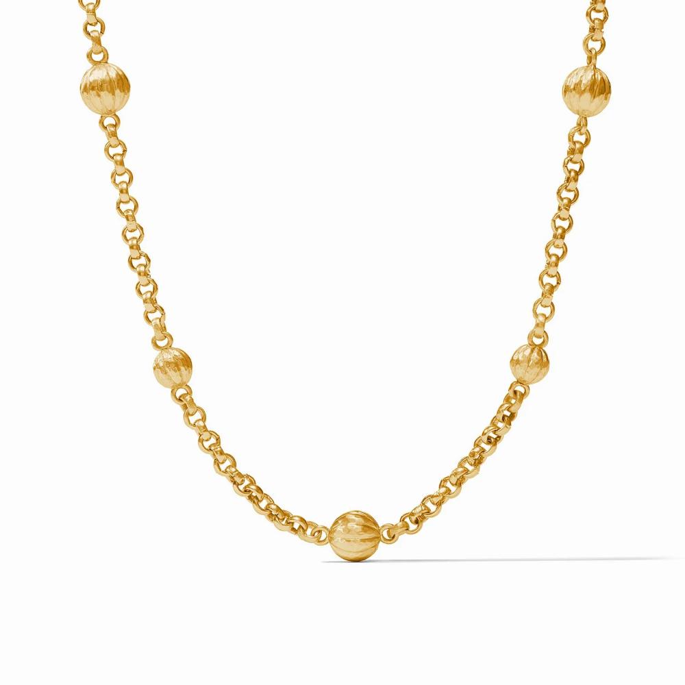 Julie Vos Golden Fluted Cirque Station Hammered Necklace