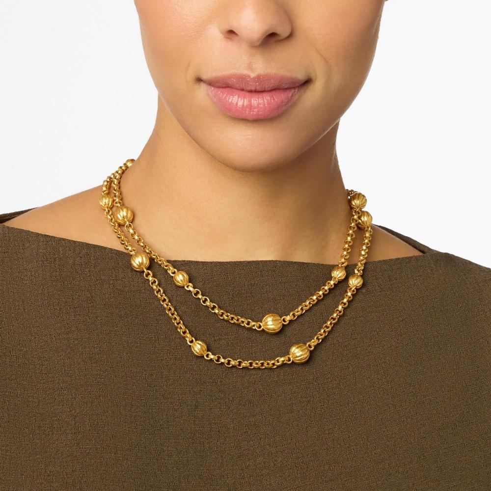 Julie Vos Golden Fluted Cirque Station Hammered Necklace
