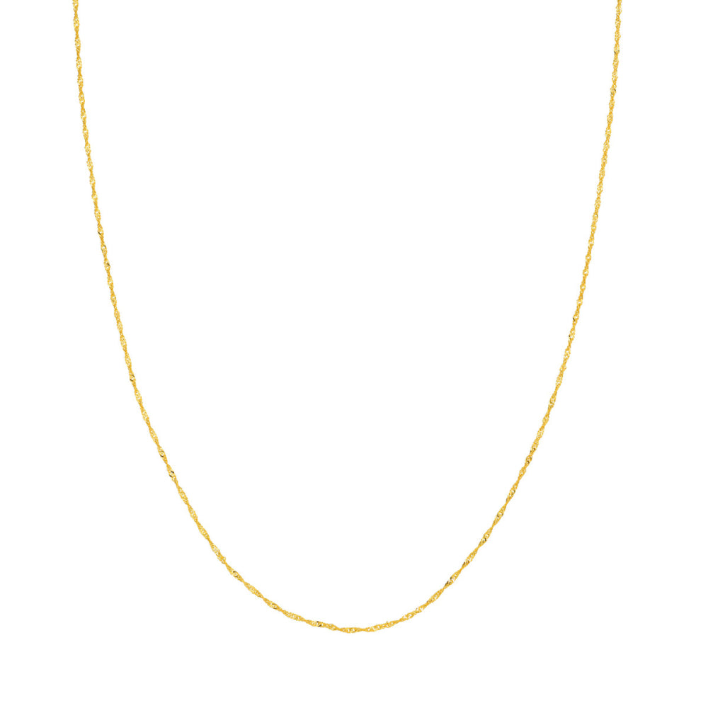 14k Gold, 1.15mm Lightweight Singapore Chain with Twist Elements