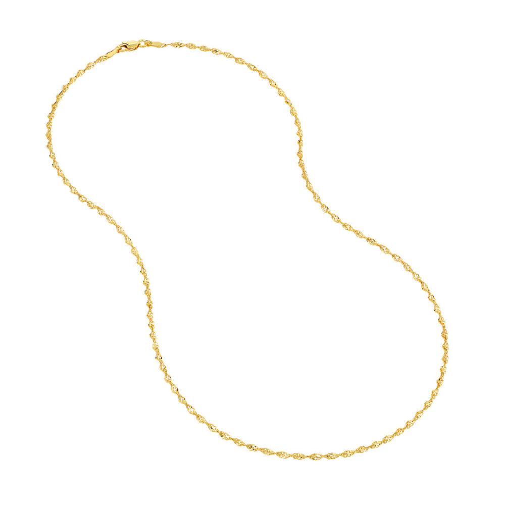 16-Inch 14k Yellow Gold Chain with Stunning Diamond Cut Design