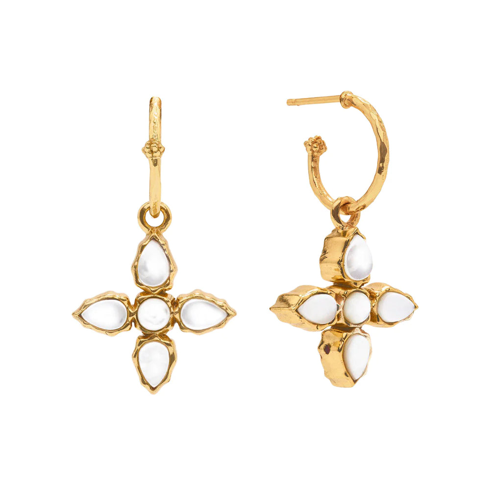 Capucine De Wulf Reversible Abalone/Mother of Pearl Aurora Hoop Earrings with Gilded Berry