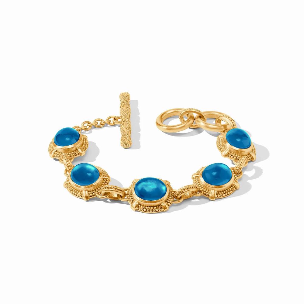 Julie Vos Adjustable Cheval Stone Bracelet with 24k Gold Plate