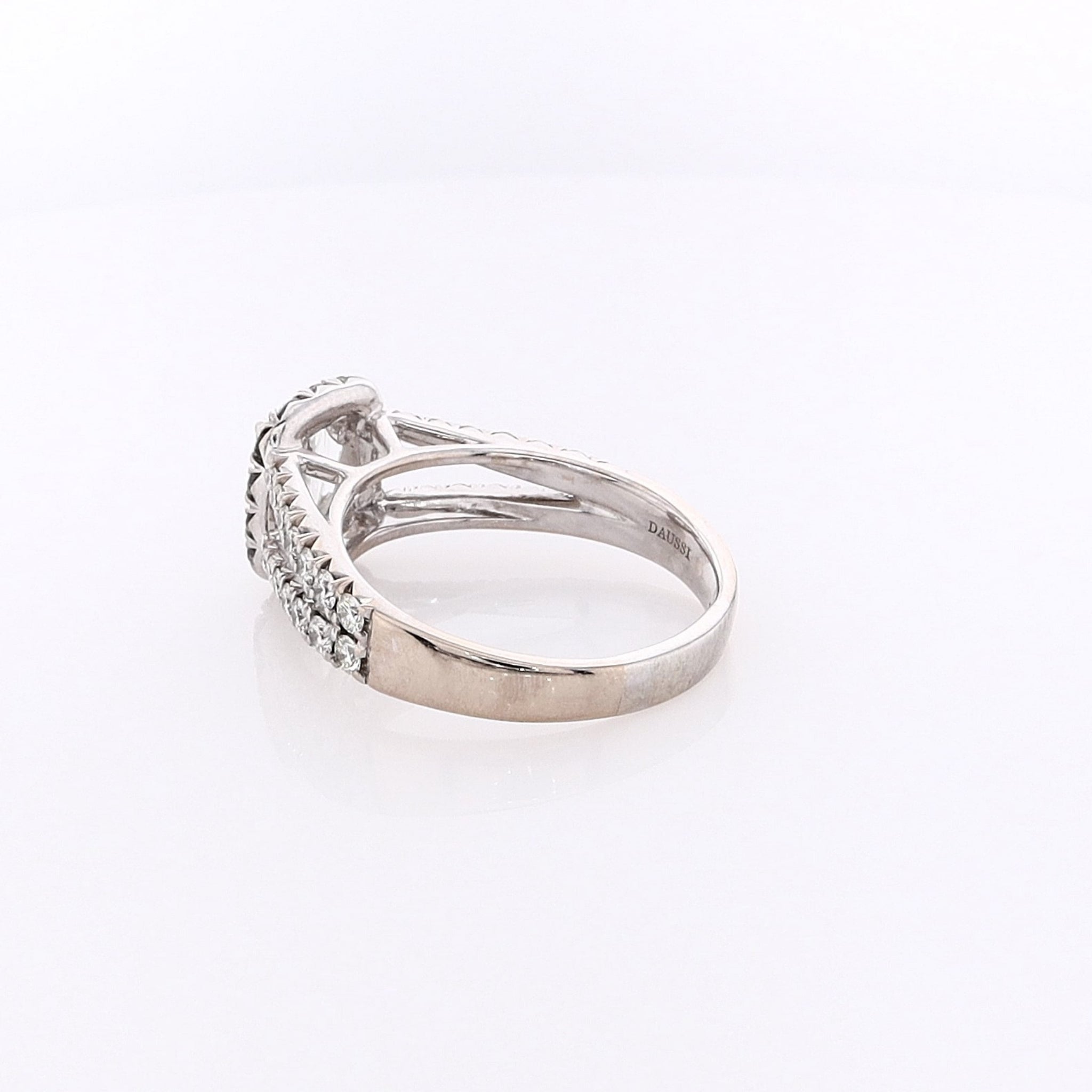 Stunning 18K White Gold Cushion Cut Diamond Engagement Ring by Estate Henri Daussi