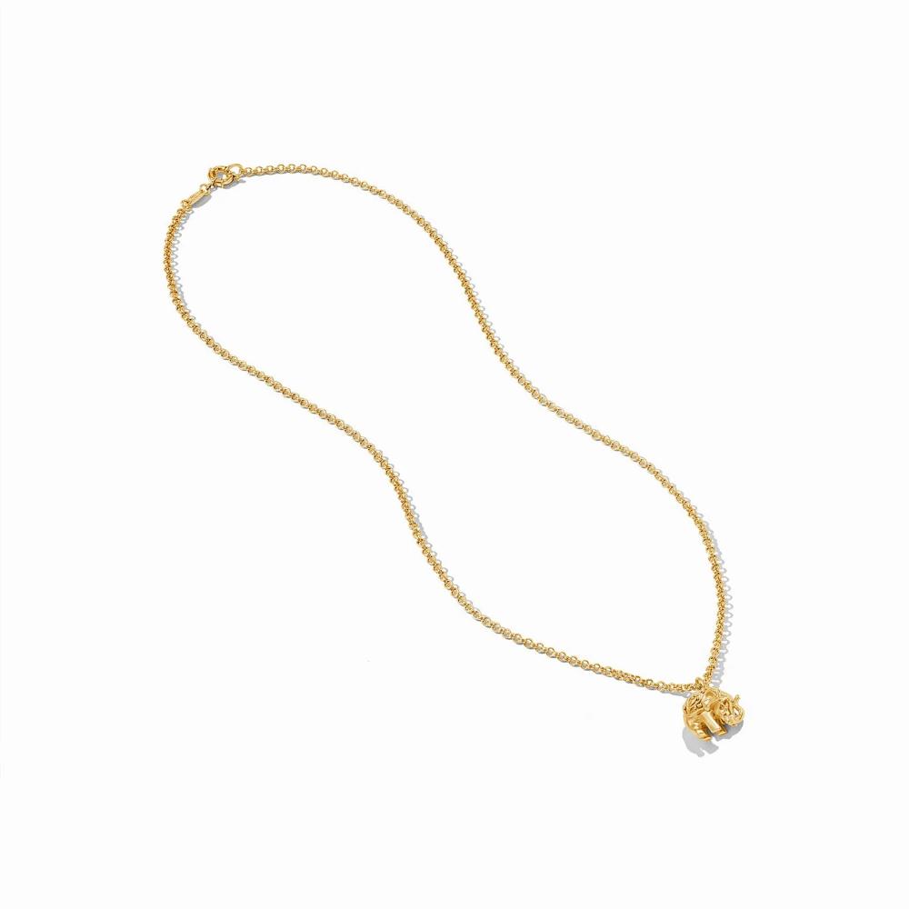 Julie Vos Golden Elephant Pendant Necklace for Women with Polished Double Rolo Chain