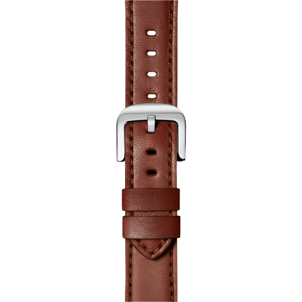Shinola Premium 22mm Hand - sewn Leather Watch Strap in Black & Dark Cognac
