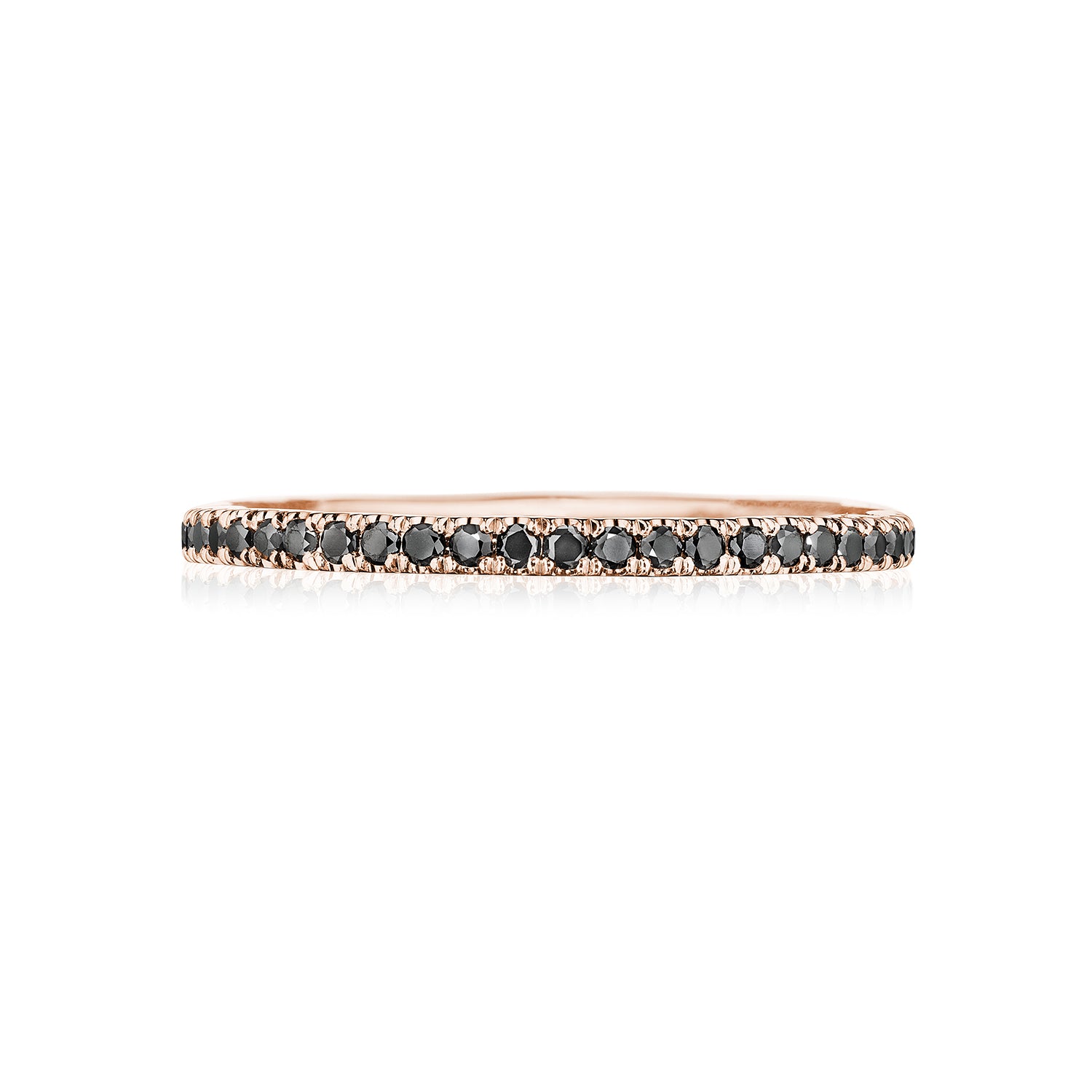 Tacori 18k Gold Sculpted Crescent Round Bezel Droplet Style Wedding Band Adorned with Black Diamond for Women