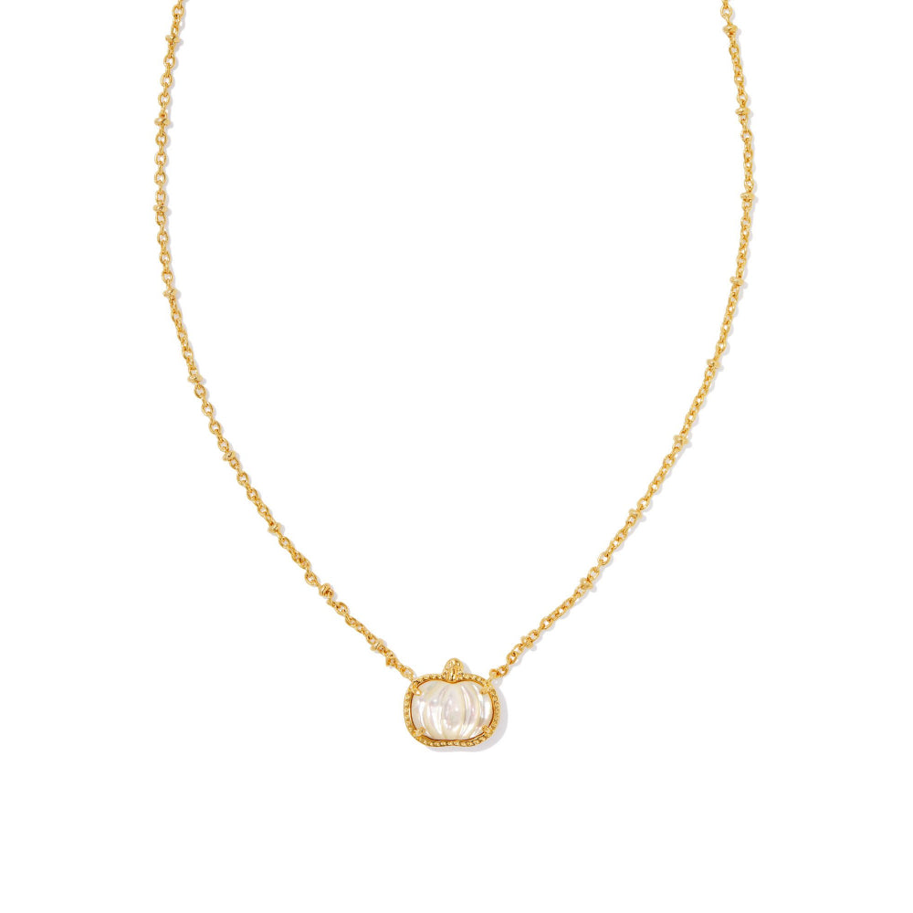 Kendra Scott Ivory Mother of Pearl Gold Short Pumpkin Pendant Necklace