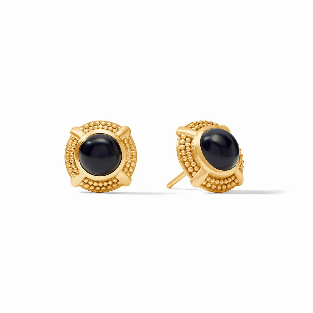 Julie Vos 24K Gold Plated Cabochon Stud Earrings with X Motif