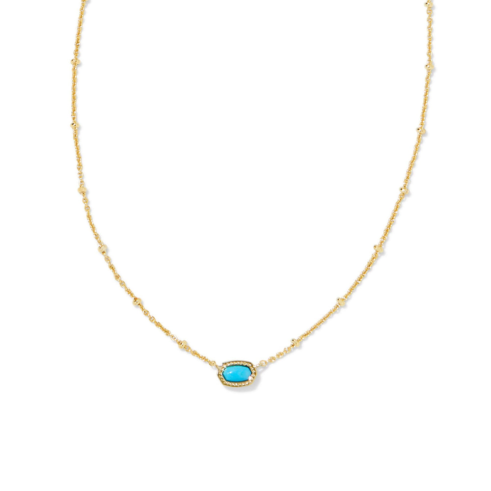 Kendra Scott Gold Turquoise Mini Elisa Satellite Short Pendant Necklace - A Dainty Jewelry Piece