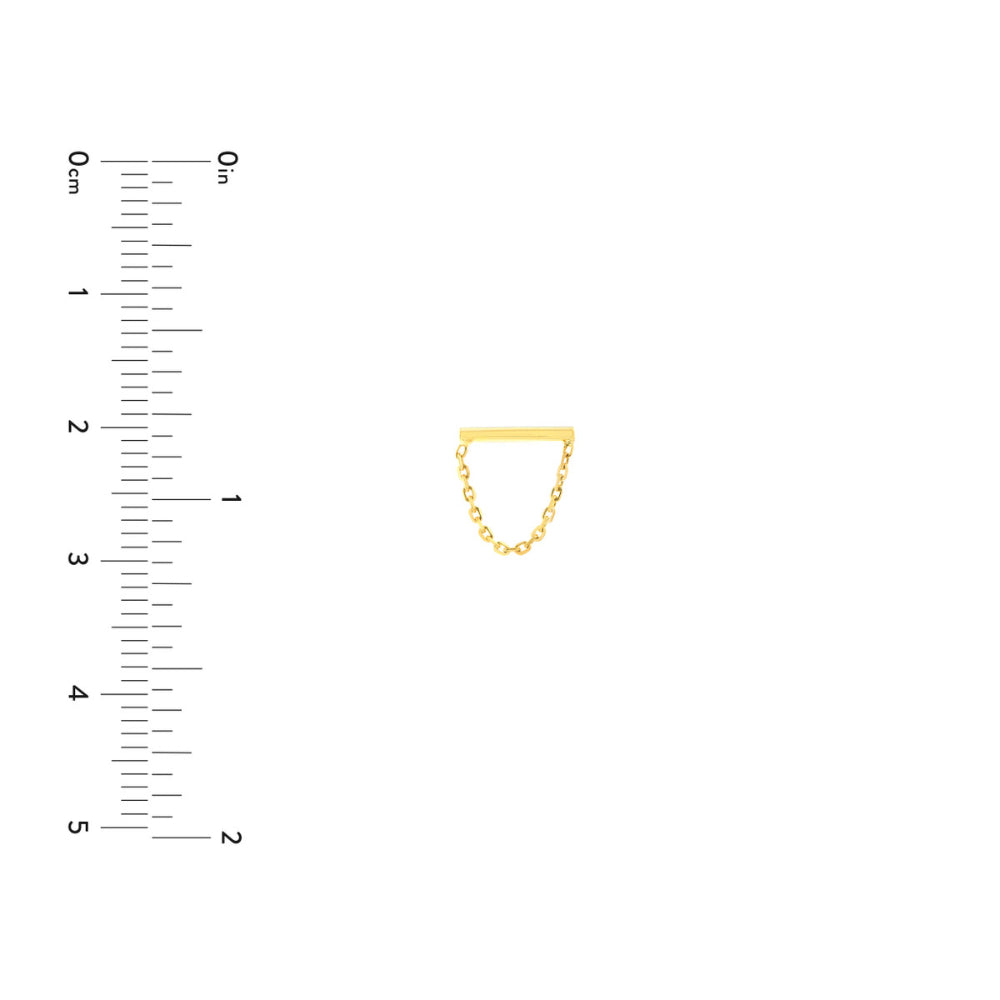 14k Yellow Gold Delicate Chain Drape Stud Earrings for Timeless Style