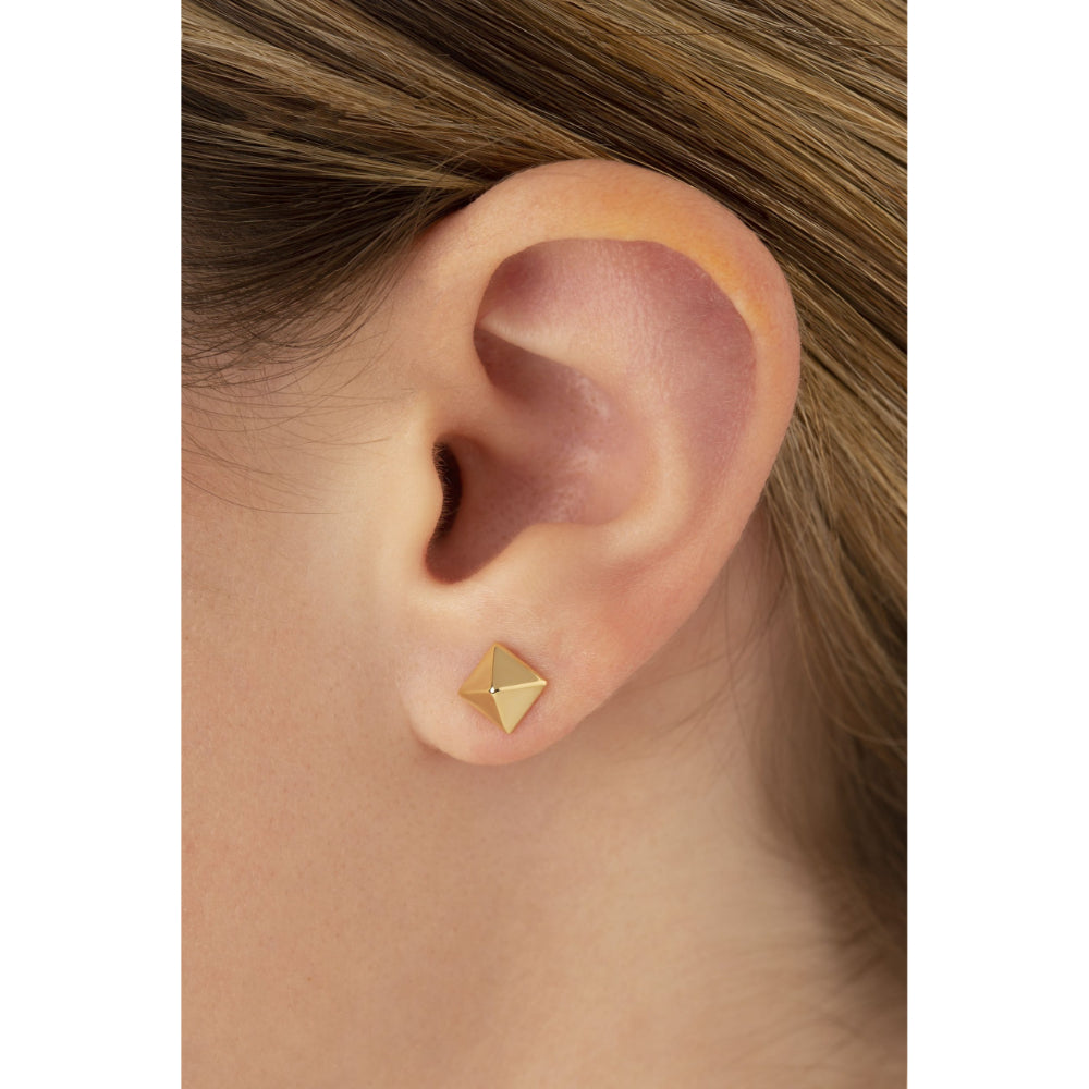 Gorgeous 14k Gold Pyramid - Style Button Stud Earrings for Fashion - Forward Individuals