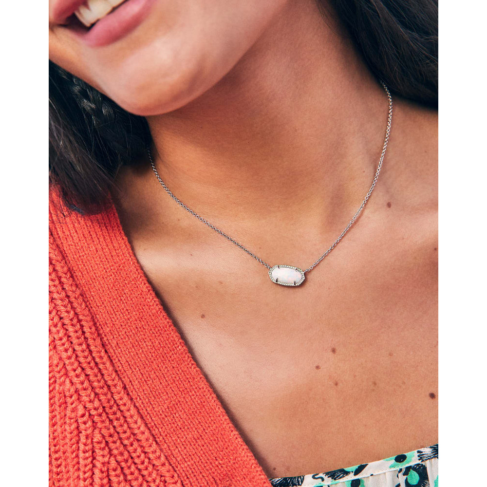 Kendra Scott Elegant Elisa White Kyocera Opal Pendant Necklace for Women