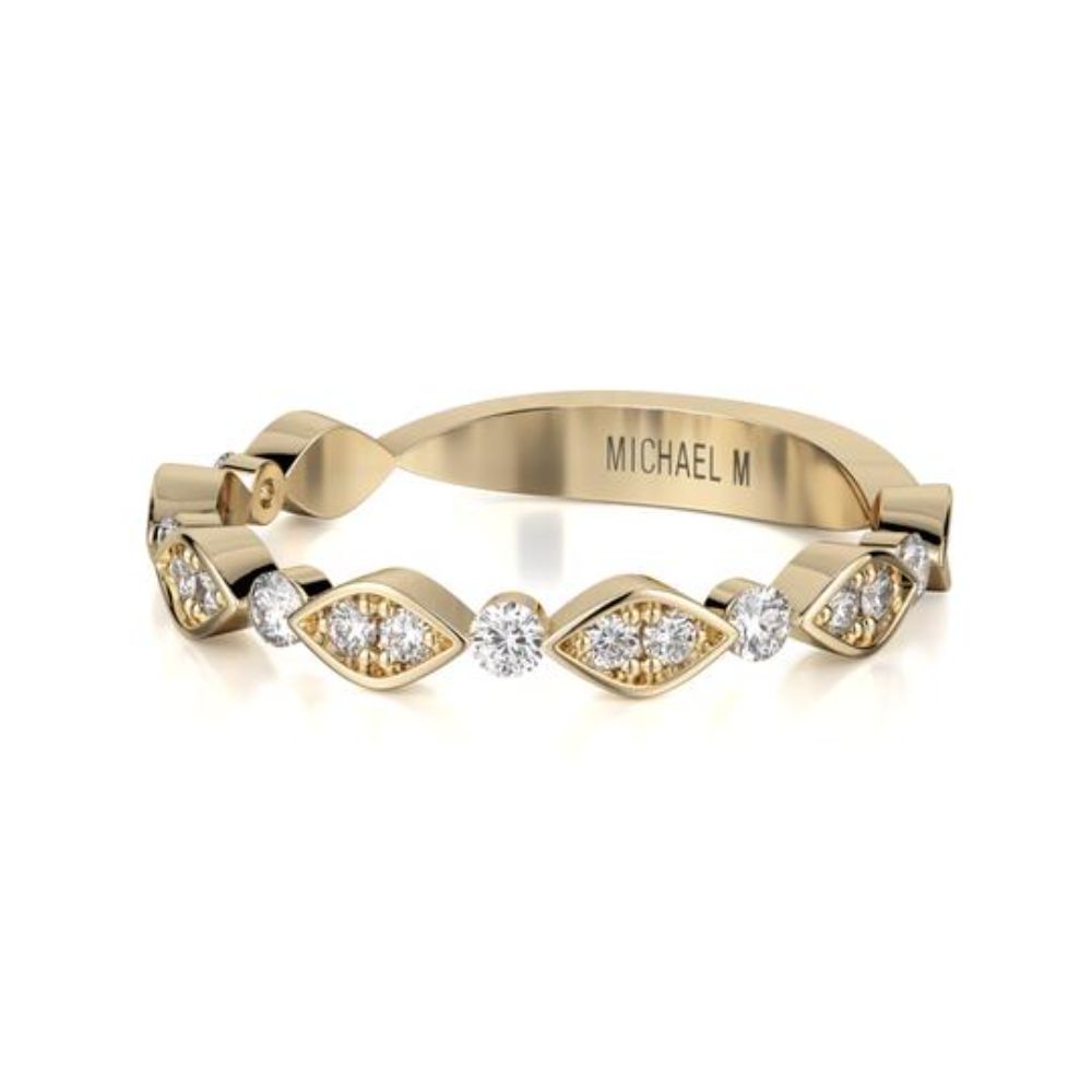 Michael M Exquisite 18K Bezel Set Marquise Diamond Ring Band
