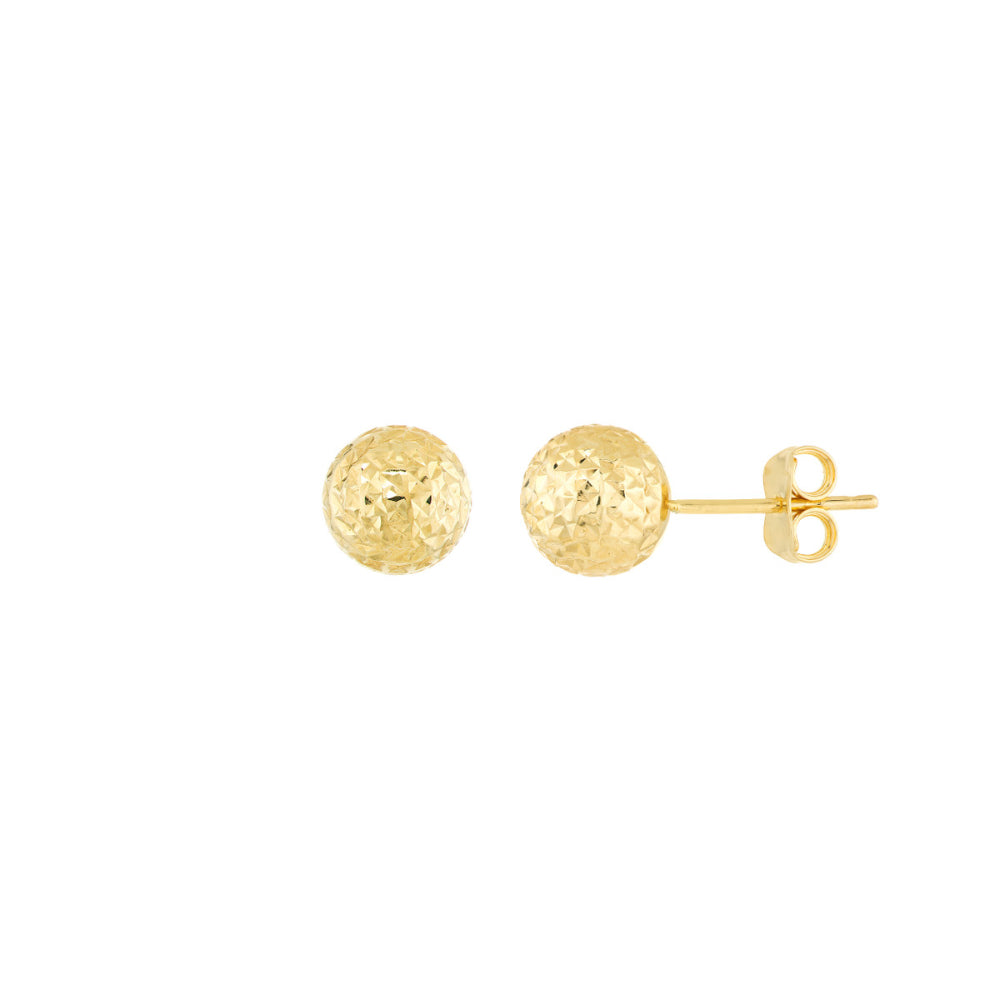 14k Yellow Gold Textured Ball Stud Earrings for Work and Evening