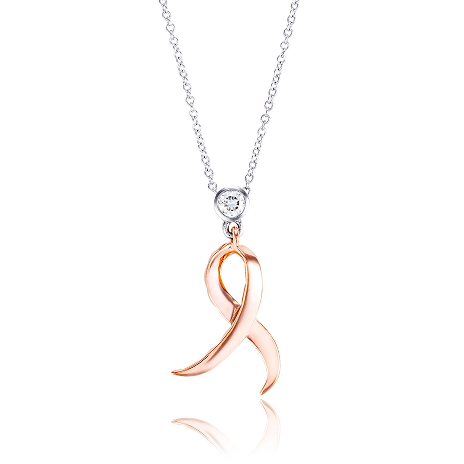 Exquisite 14K Rose and White Gold Shining Strength Diamond Pendant with 18' White Gold Chain