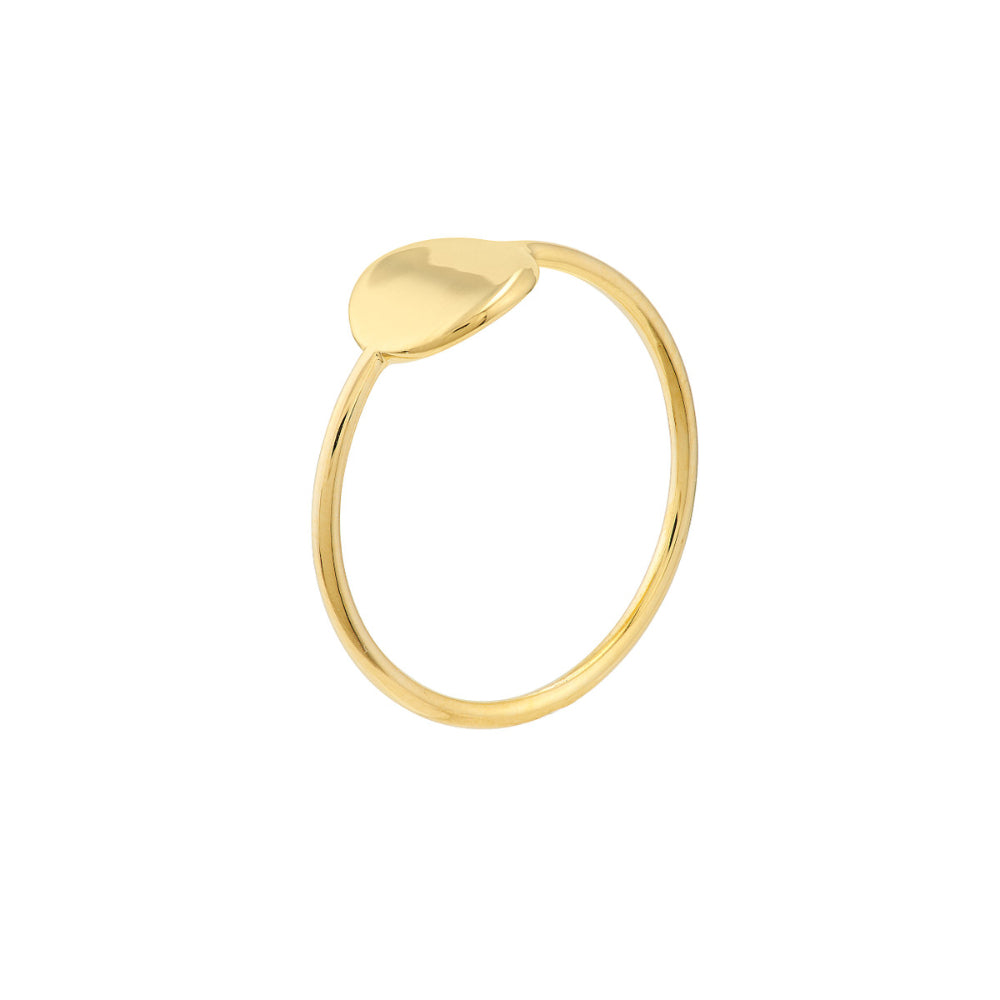 Engravable 14k Yellow Gold Disc Wire Ring for Stacking
