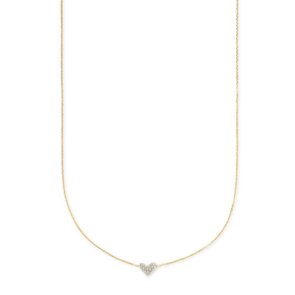 Kendra Scott 14k Gold Heart Pendant Necklace with White Diamonds