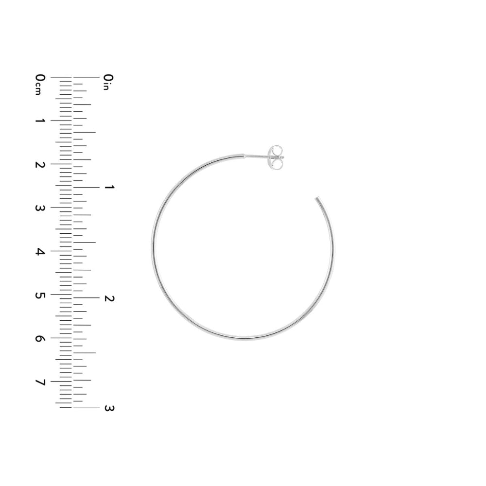 14k Gold Polished Thin and Lightweight Post Hoop Earrings, 40mm