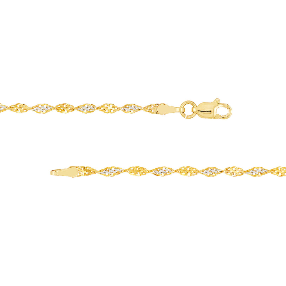 Stunning 14k Two - Tone Gold Diamond - Cut Chain, 18 Inches Long
