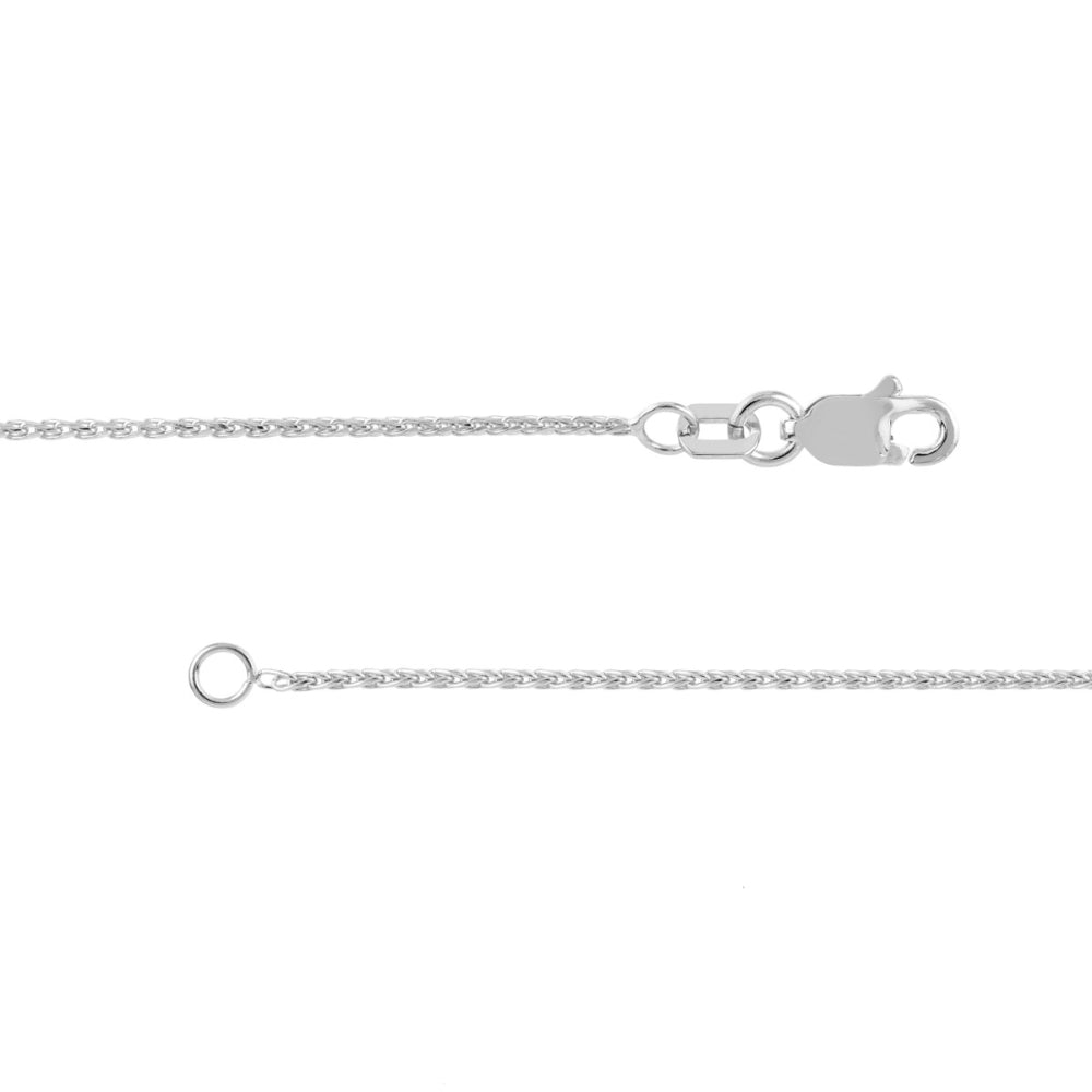 14k White Gold Artisan Diamond-Cut Wheat Design Chain Necklace, 16 Inches