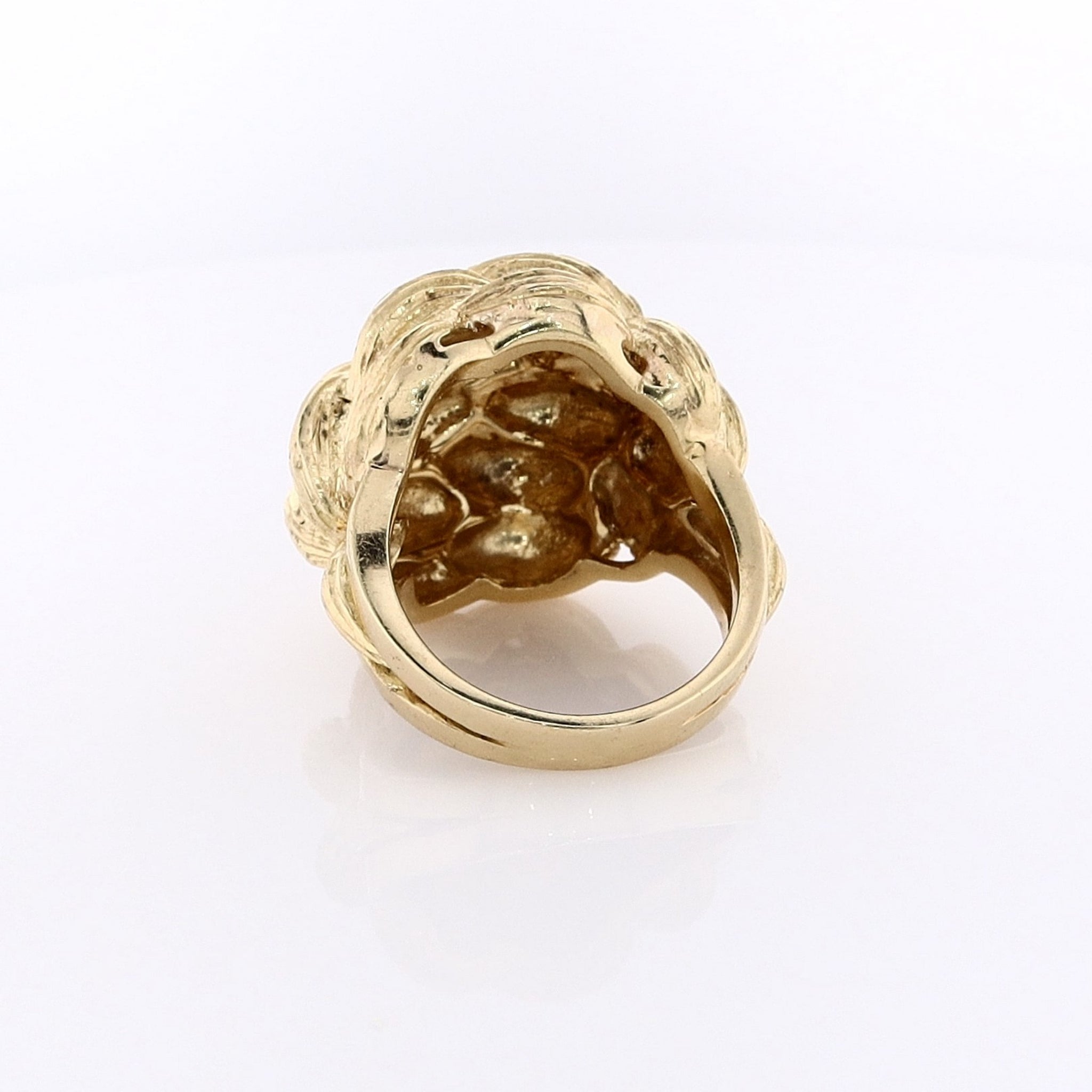 18 Karat Yellow Gold Ring with Domed Textured Basketweave Design, Size 6