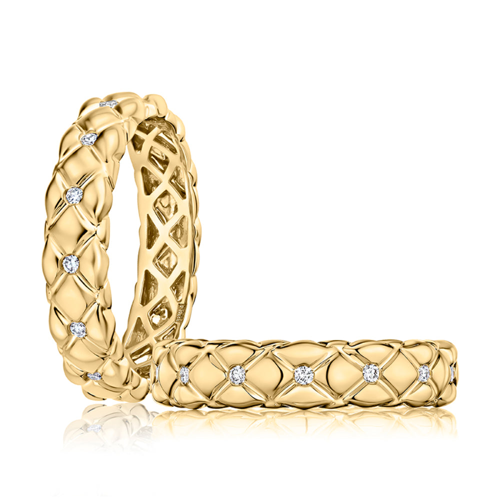 A. Jaffe 14k Gold Classic Quilted Narrow Diamond Ring for Elevating Style