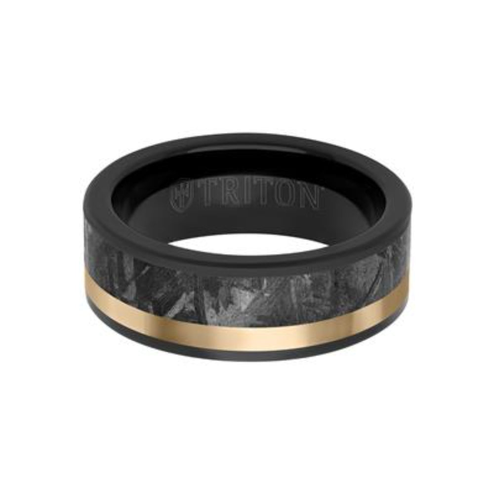 Exquisite Men's 8mm Meteorite-Inlaid Tungsten Carbide Wedding Ring for Special Occasions