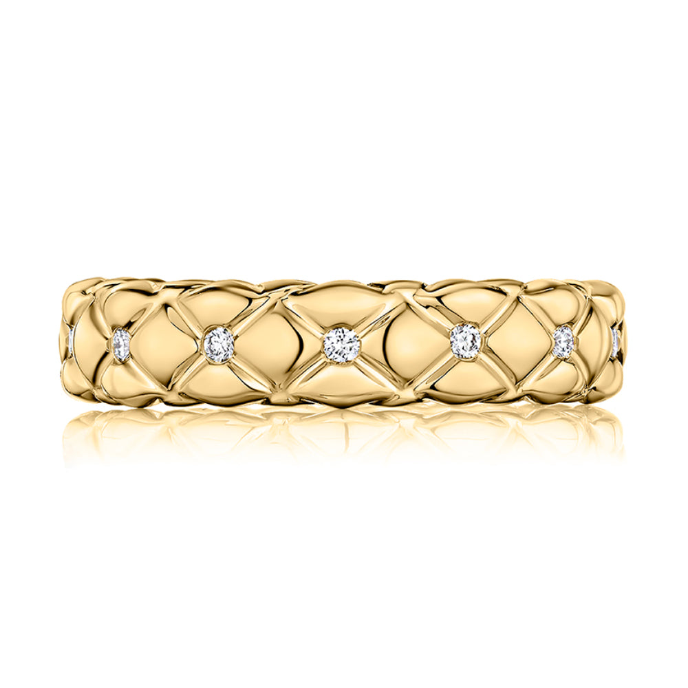 A. Jaffe 14k Gold Classic Quilted Narrow Diamond Ring for Elevating Style